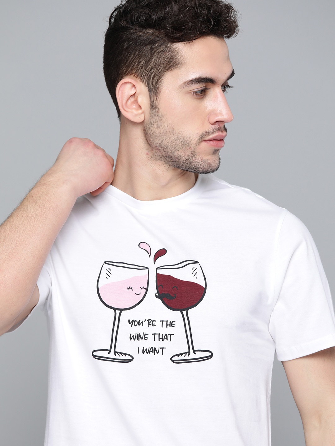 

Kook N Keech Men White Burgundy Graphic Typography Print Pure Cotton T-shirt