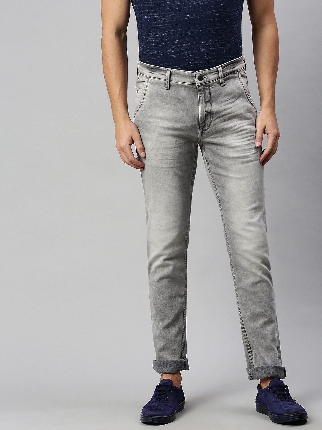 

U.S. Polo Assn. Denim Co. Men Grey Slim Fit Mid-Rise Clean Look Stretchable Jeans