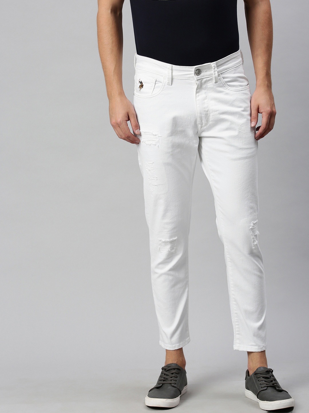 

U.S. Polo Assn. Denim Co. Men White Slim Fit Mid-Rise Clean Look Stretchable Jeans