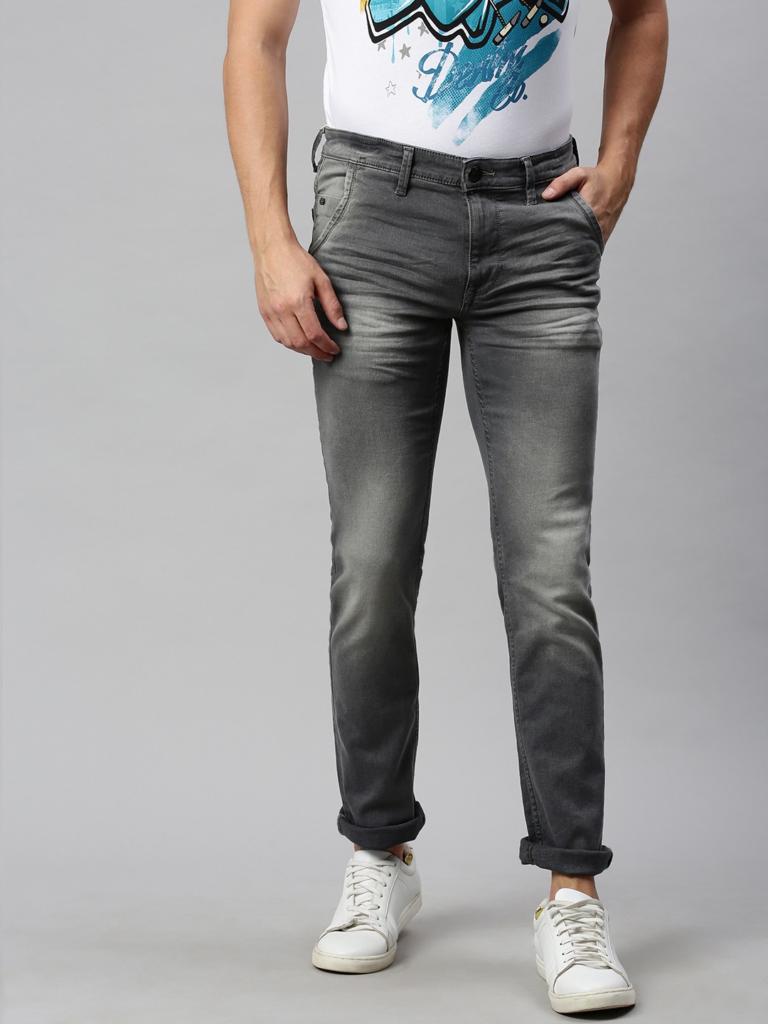 

U.S. Polo Assn. Denim Co. Men Grey Slim Fit Mid-Rise Clean Look Stretchable Jeans