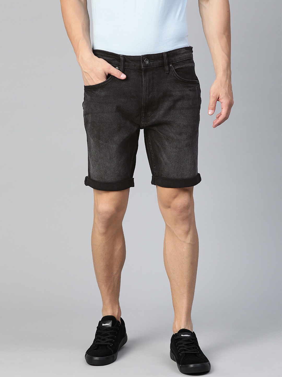 

Marks & Spencer Men Black Solid Stretchable Slim Fit Denim Shorts