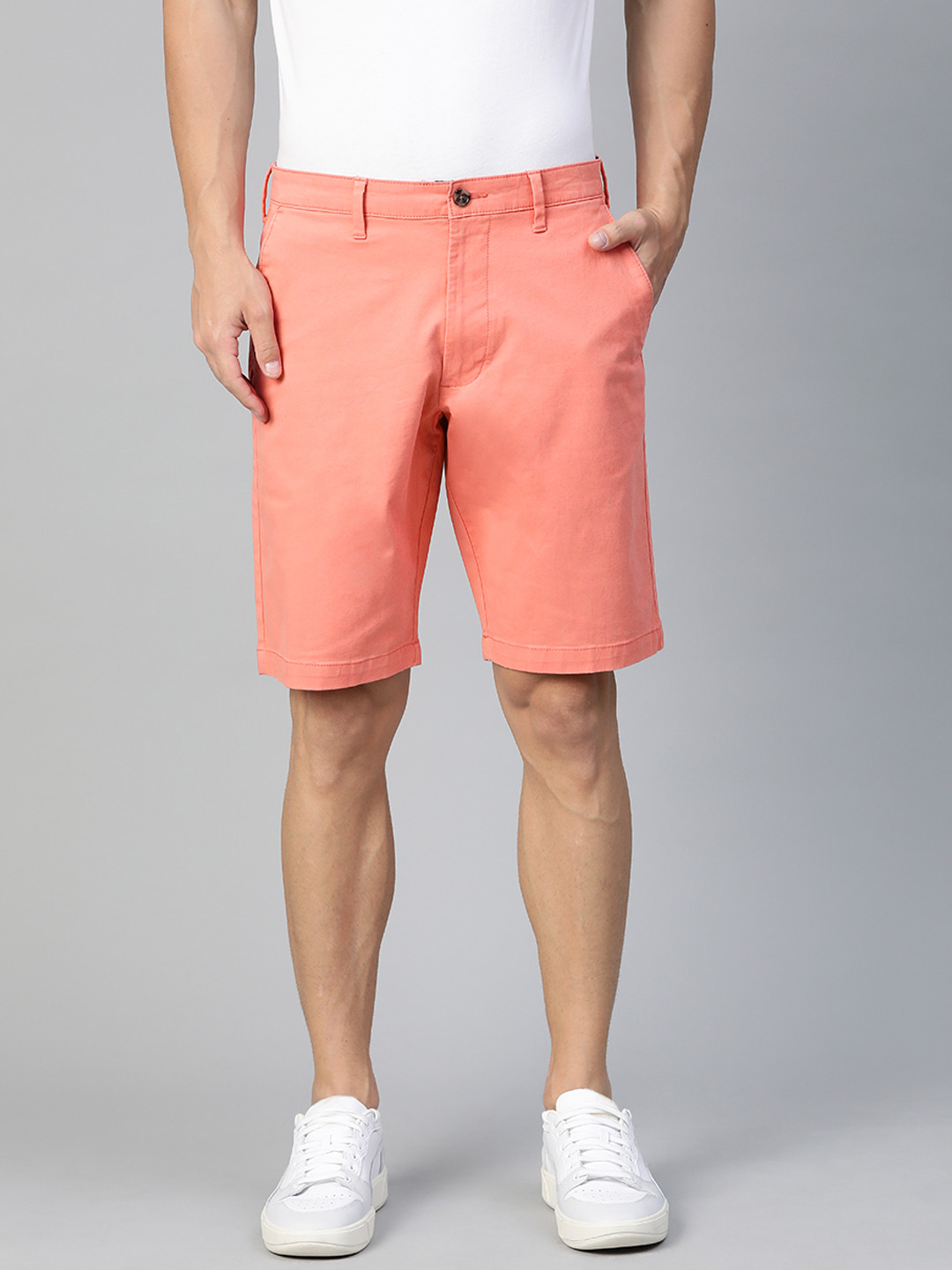 

Marks & Spencer Men Coral Pink Solid Regular Fit Chino Shorts