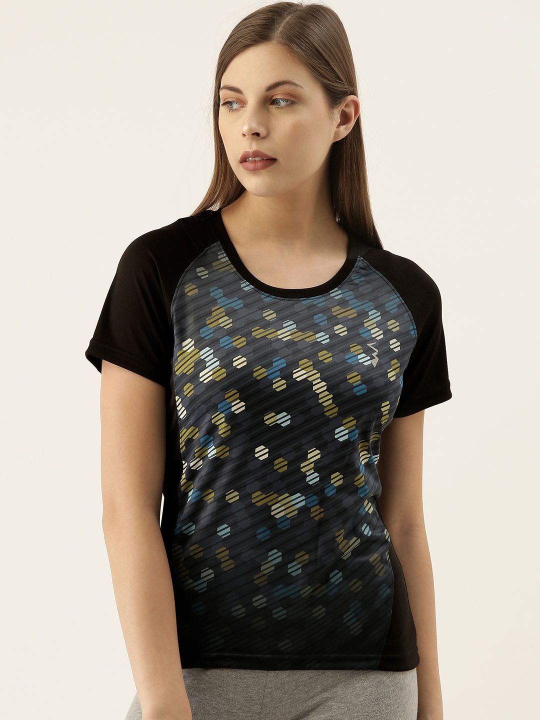 

Campus Sutra Women Black Printed Round Neck T-shirt