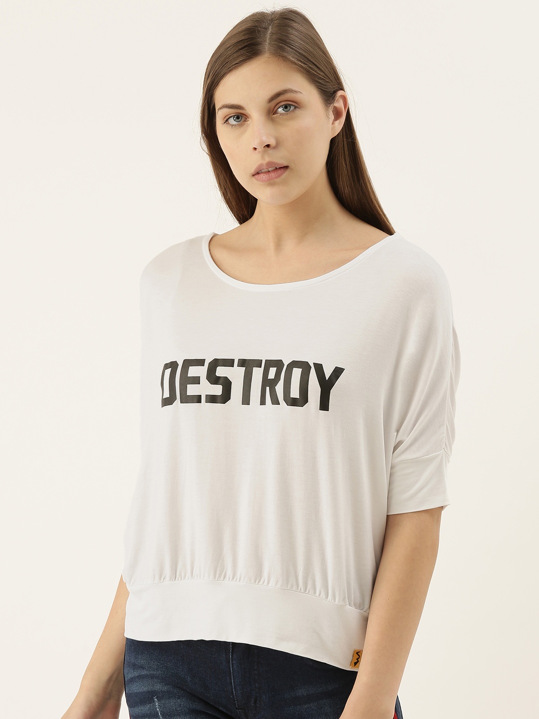 

Campus Sutra White Printed Top