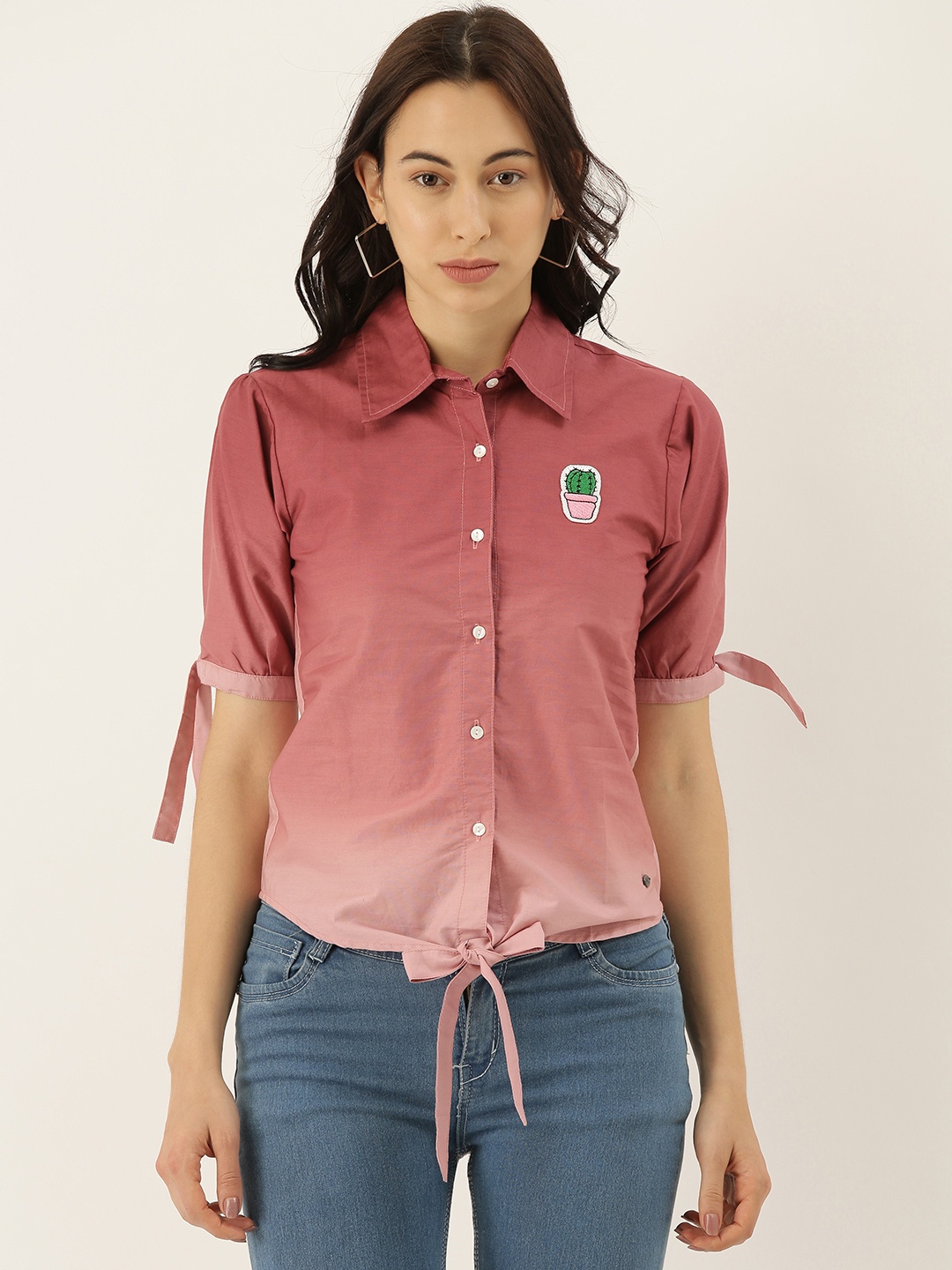 

Campus Sutra Women Maroon Regular Fit Solid Casual Shirt