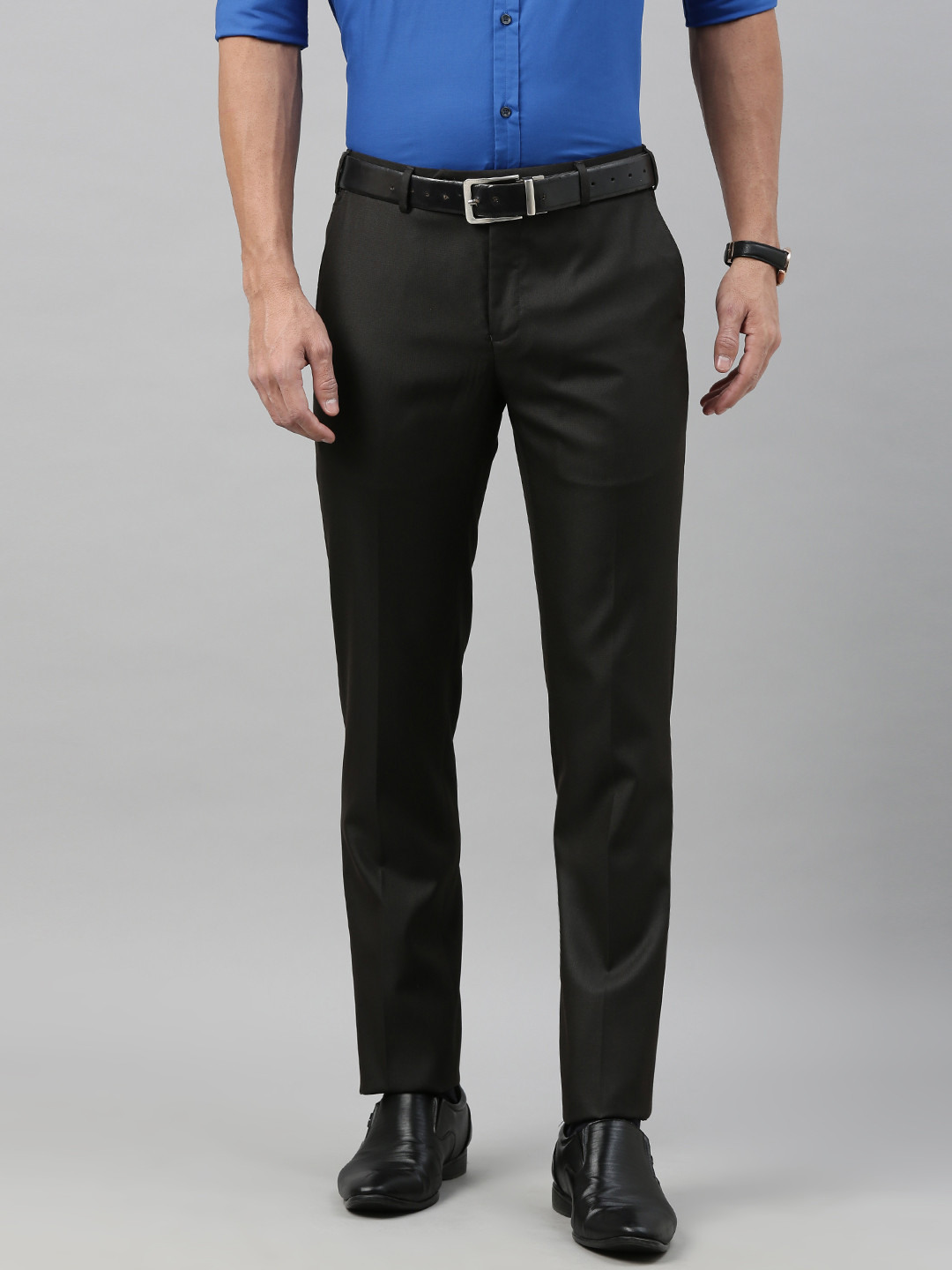 

Raymond Men Black Slim Fit Solid Formal Trousers