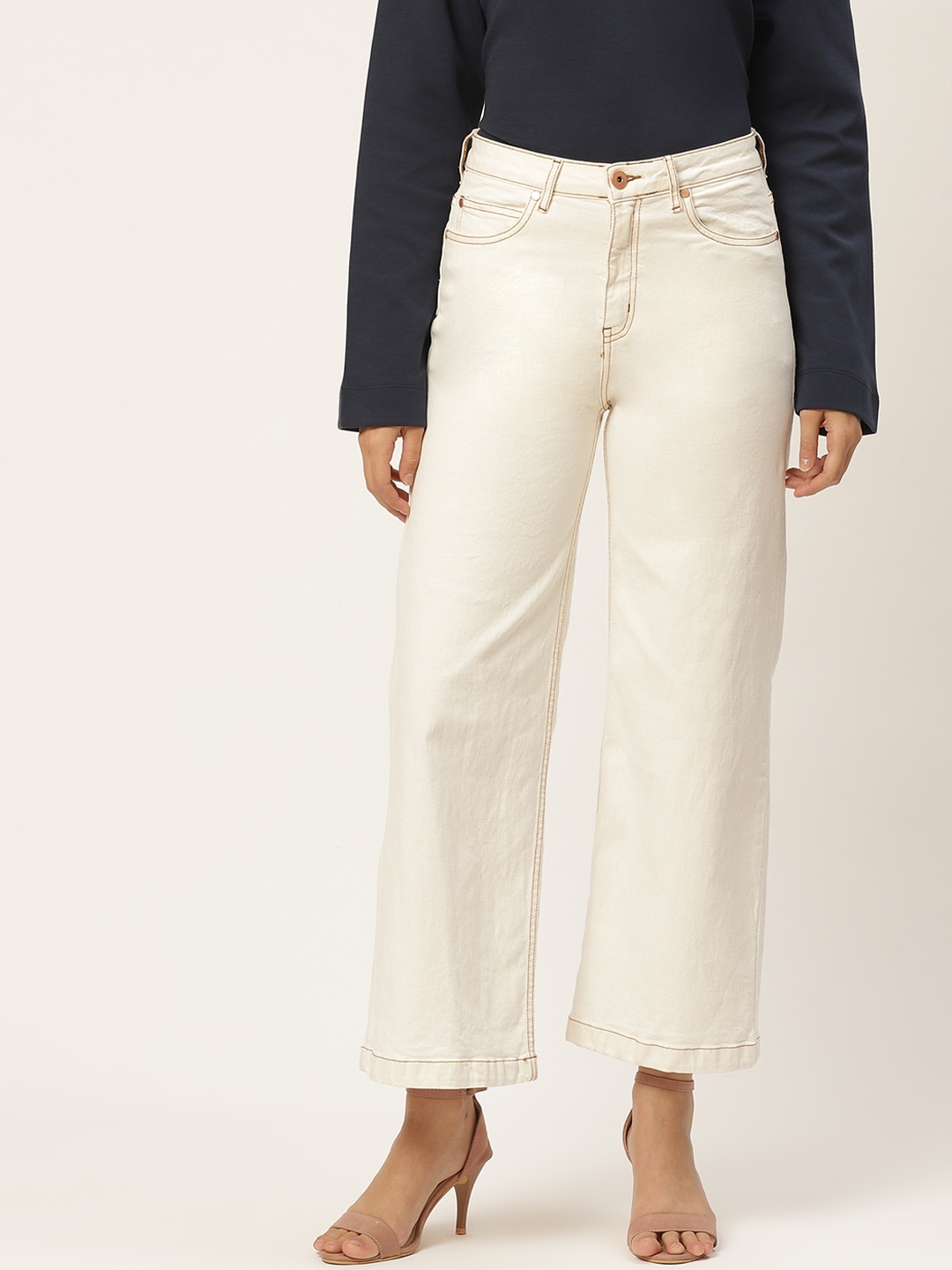 

Chemistry Women White Flared Stretchable Jeans