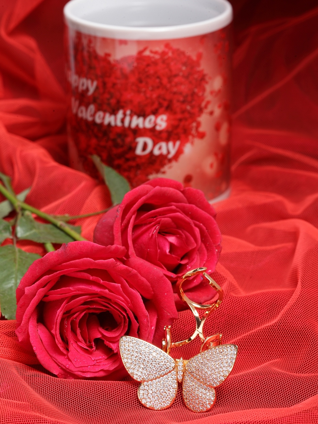 

VOGUE PANASH Gold-Plated & White AD Stone Studded Handcrafted Butterfly Shaped Adjustable & Sustainable Finger Ring With Magic Mug