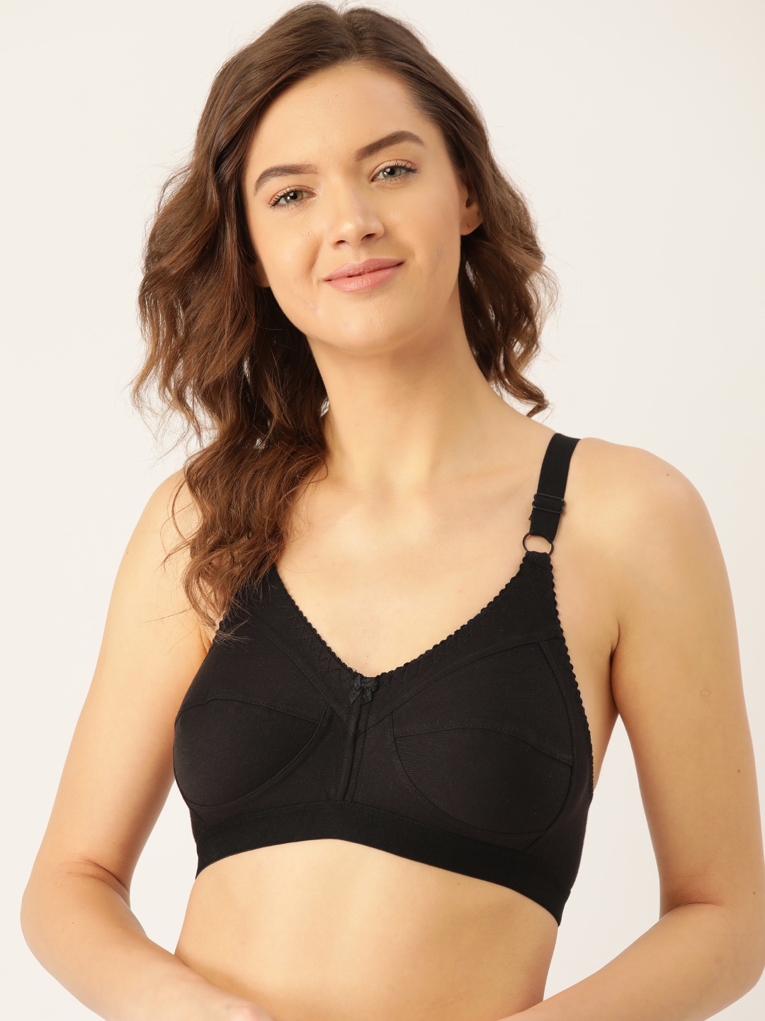 

Innocence Black Solid Non-Wired Non Padded Minimizer Bra BBAPLIN90158_28B