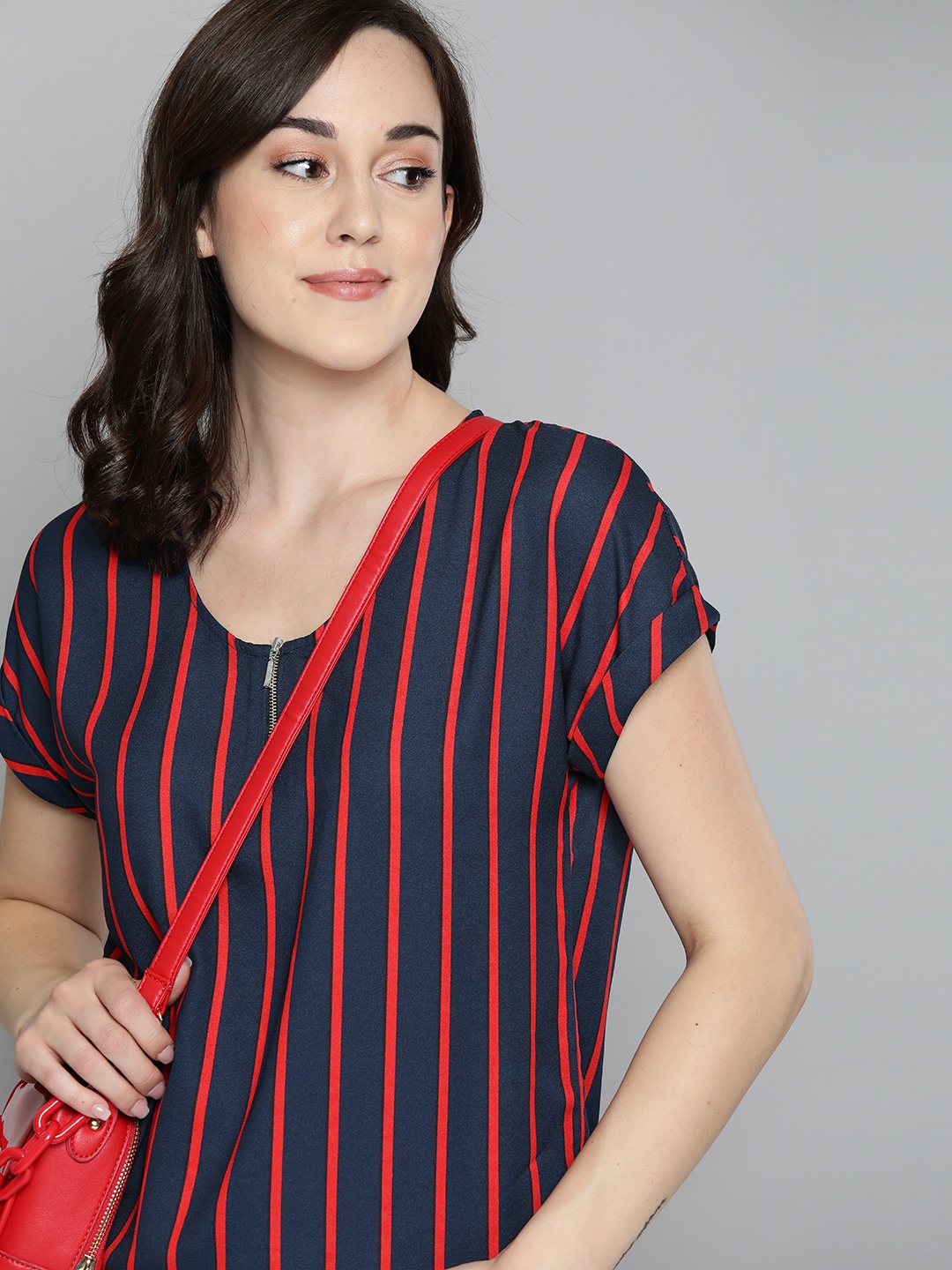 

Harvard Navy Blue & Red Striped Regular Top