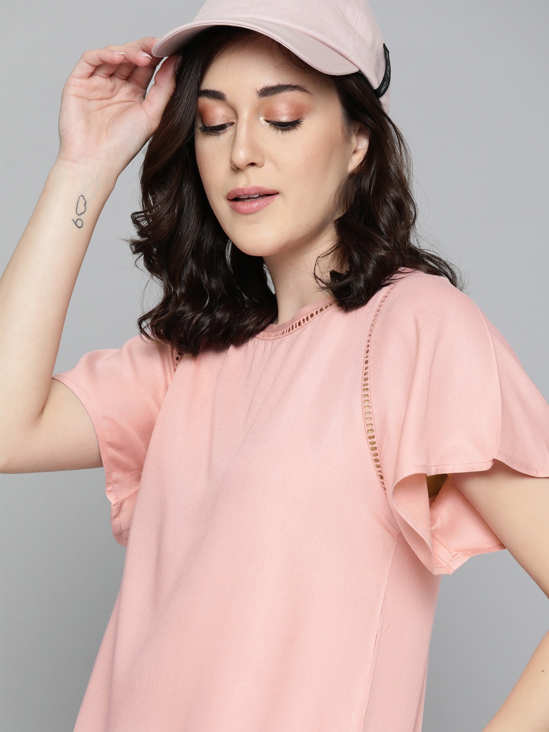 

Harvard Pink Flared Sleeves Regular Top