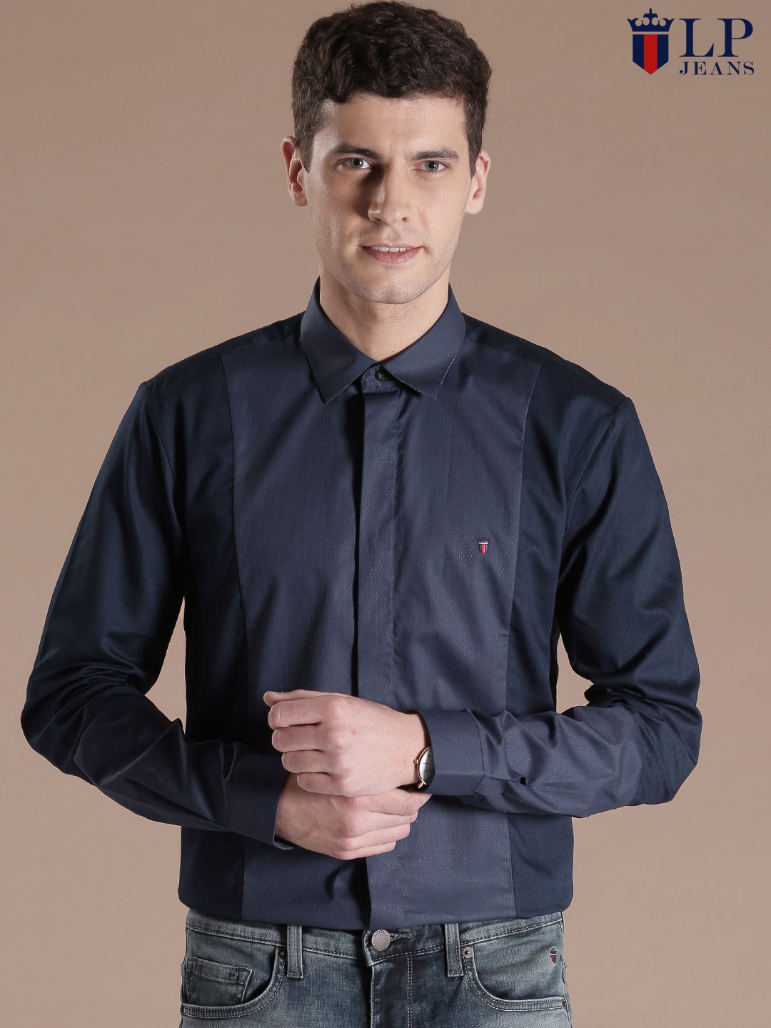 

Louis Philippe Jeans Navy Union Slim Fit Casual Shirt, Navy blue