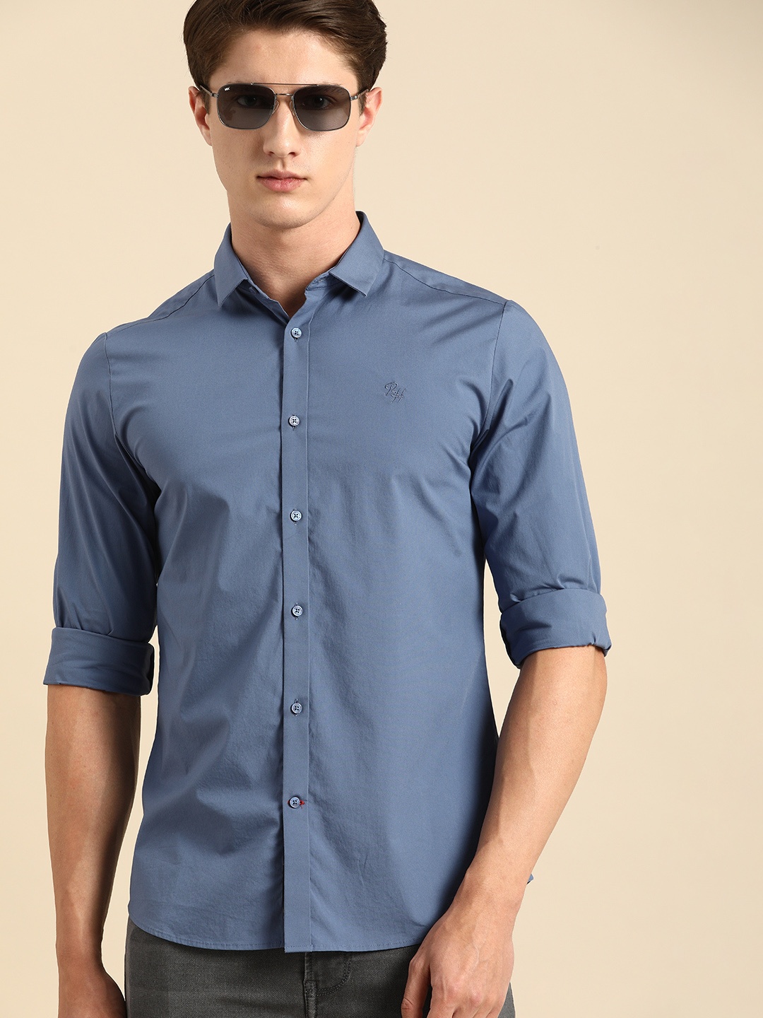 

Being Human Men Blue Slim Fit Solid Casual Shirt