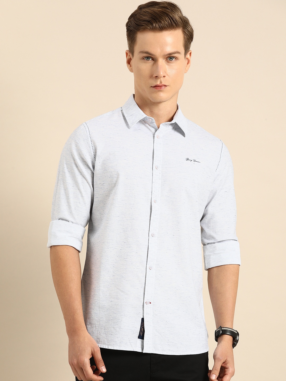 

Being Human Men Blue & White Slim Fit Self Design Casual Shirt