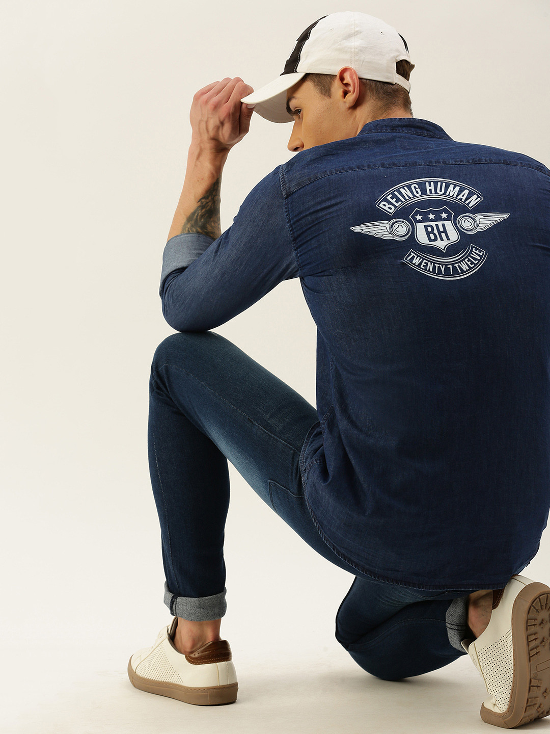 

Being Human Men Blue Slim Fit Solid Casual Shirt