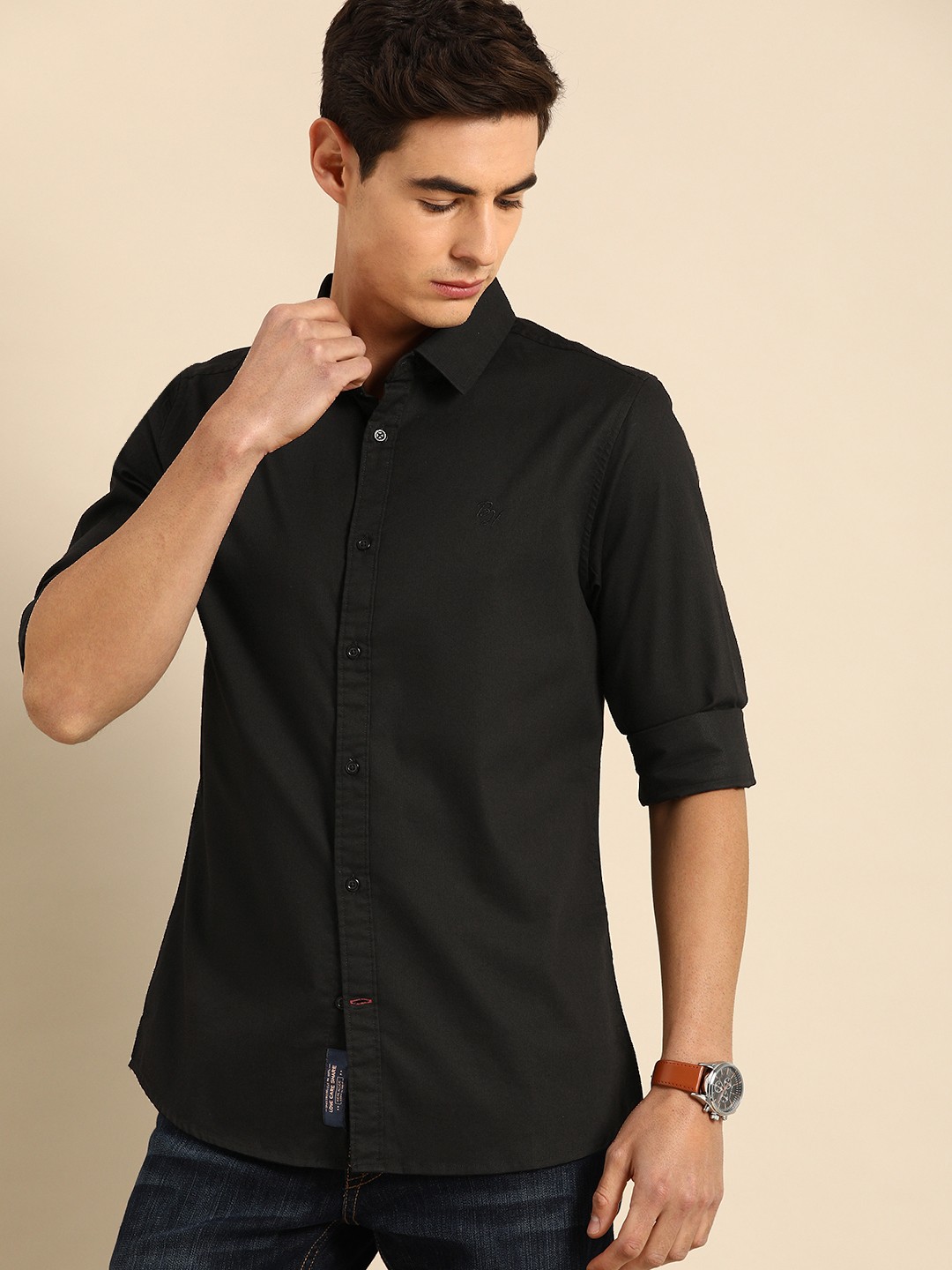 

Being Human Men Black Slim Fit Solid Casual Shirt