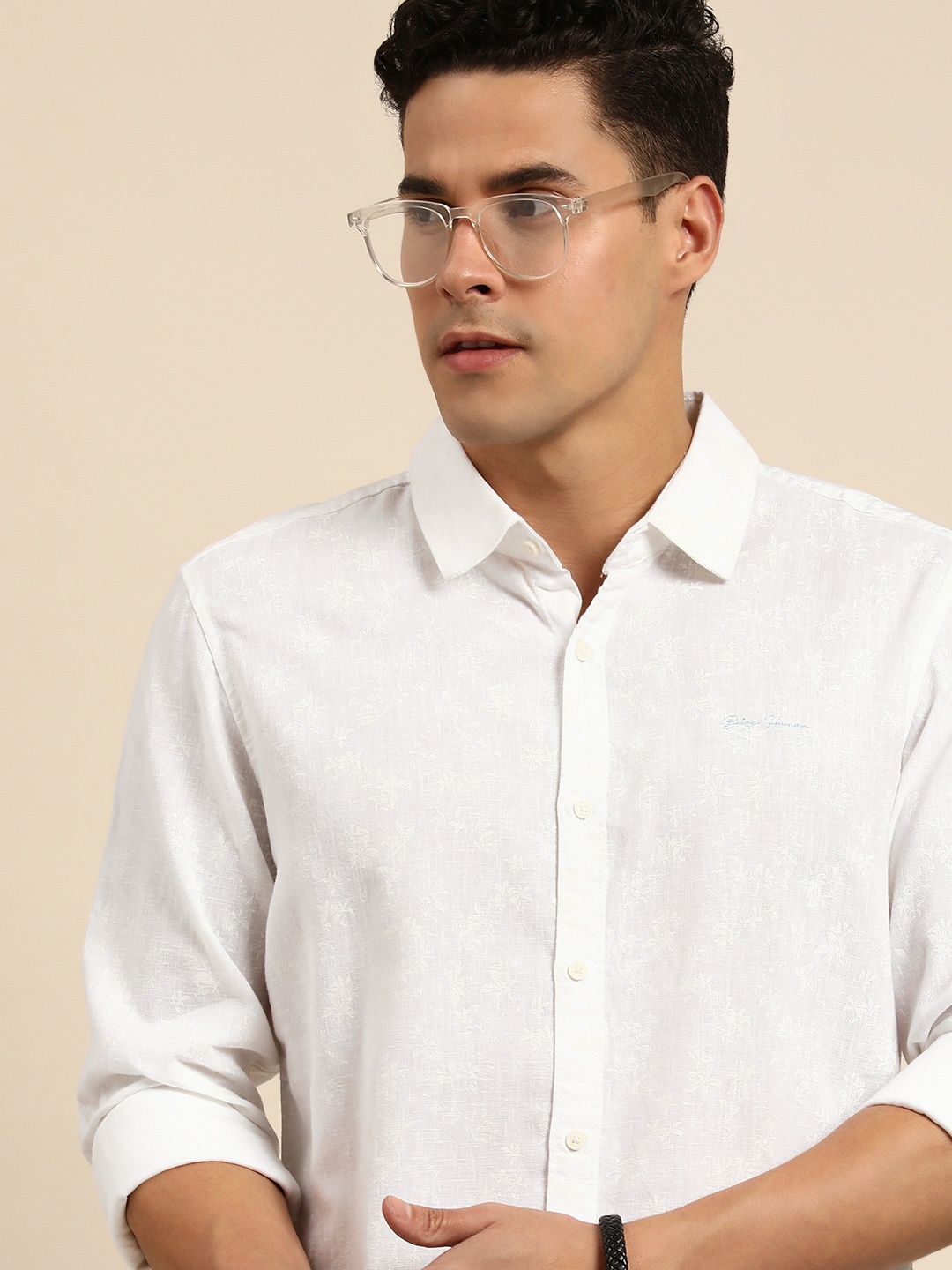 

Being Human Men Slim Fit Floral Casual Shirt, White