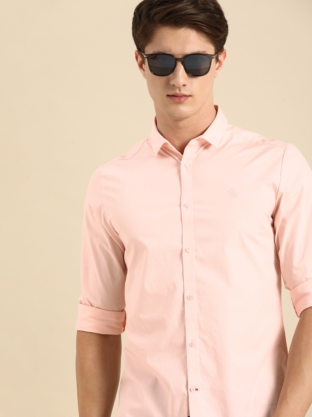 

Being Human Clothing Men Pink Slim Fit Solid Casual Shirt