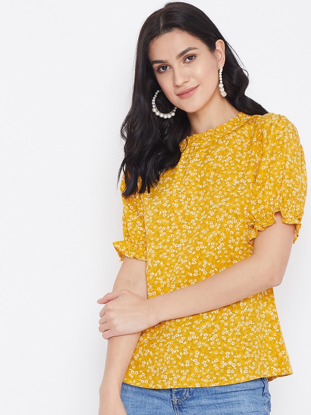 

Berrylush Women Yellow Printed Top