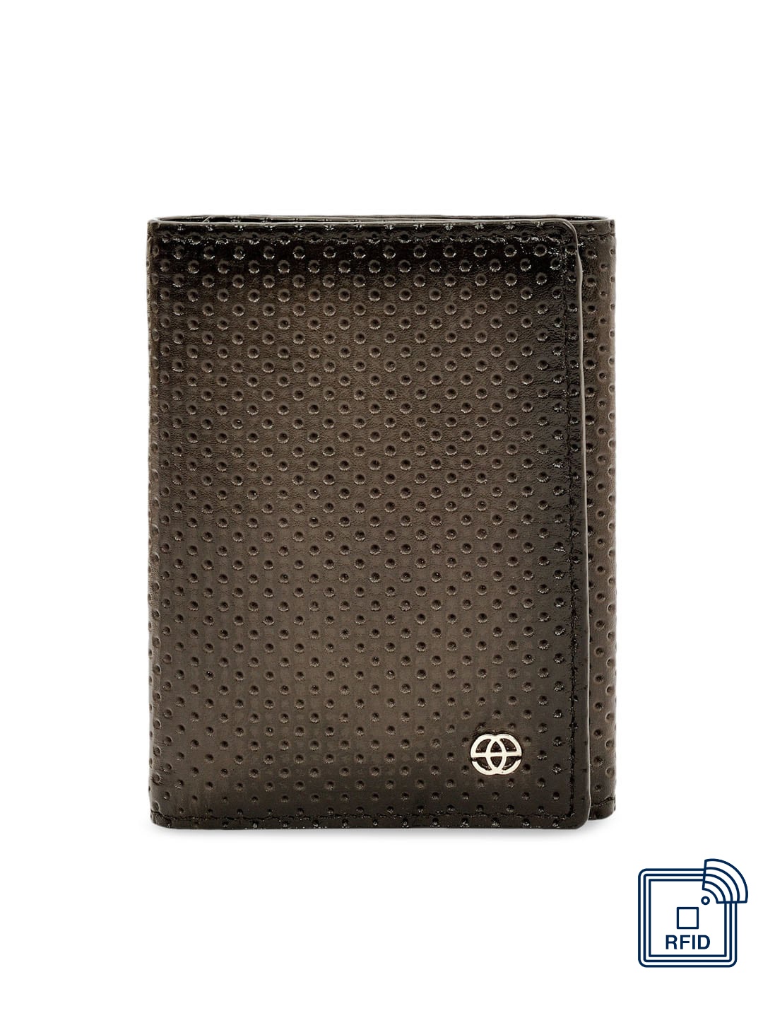 

Eske Men Brown Self Design Three Fold Leather Wallet