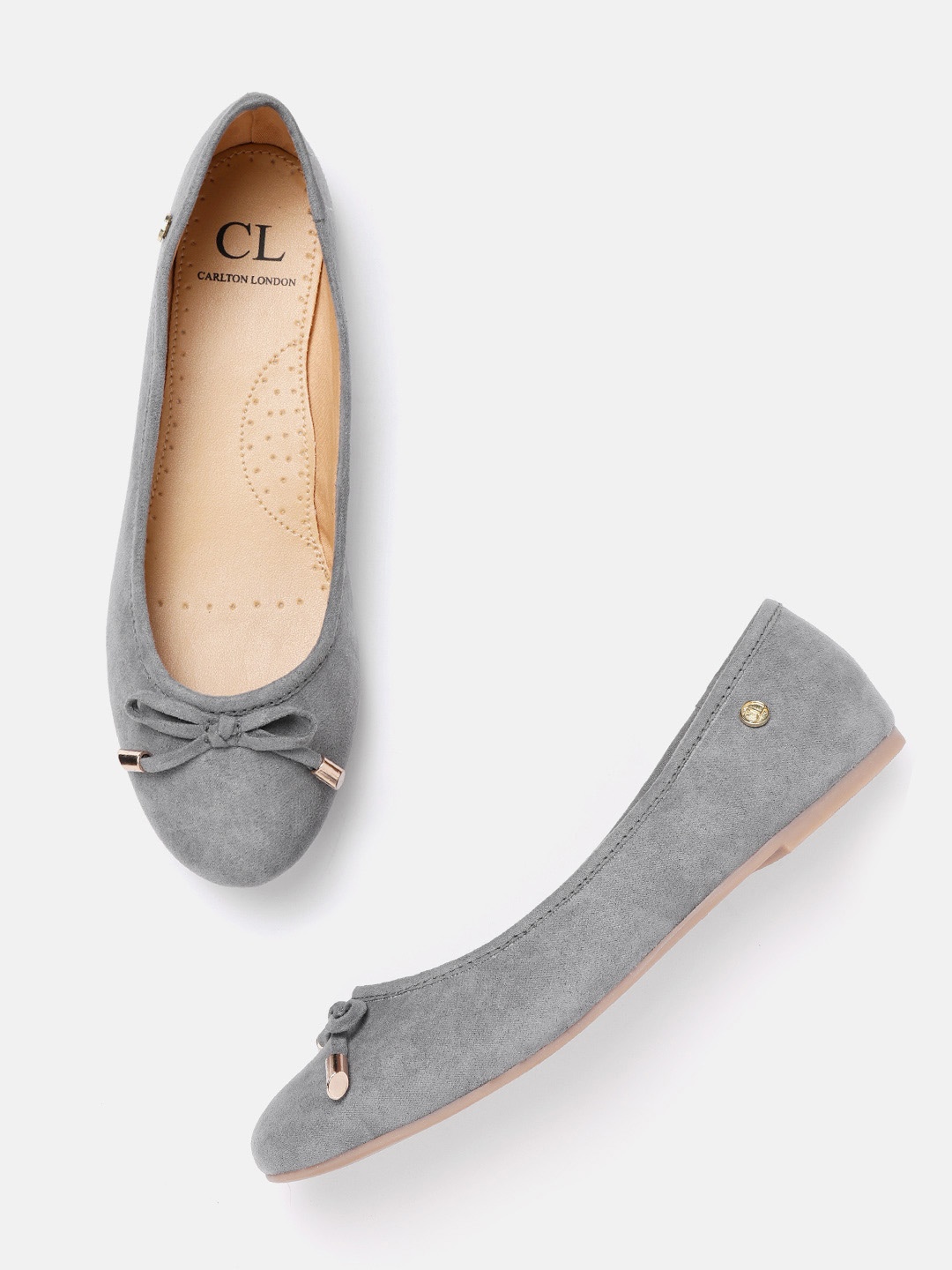 

Carlton London Women Grey Solid Ballerinas with Bow Detail