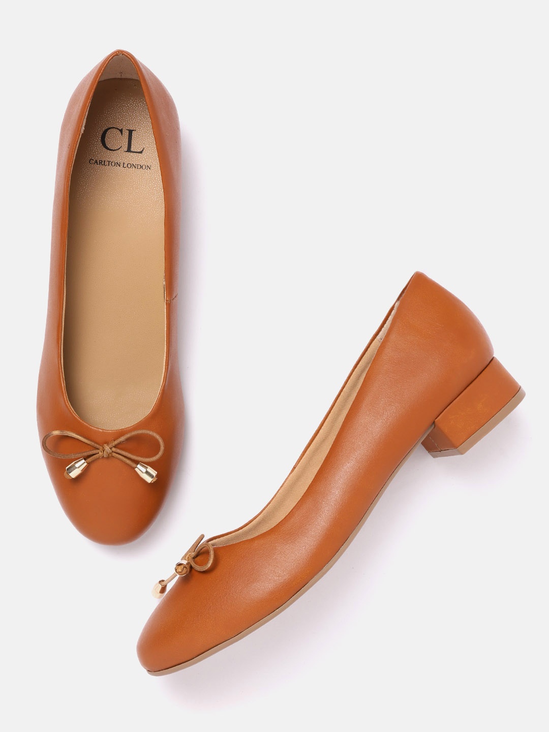 

Carlton London Women Tan Brown Solid Bow Detail Ballerinas
