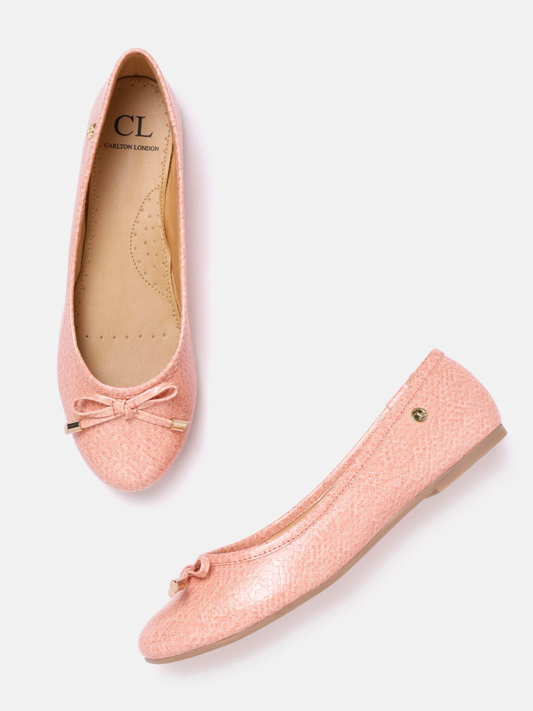 

Carlton London Women Pink Snakeskin Textured Ballerinas