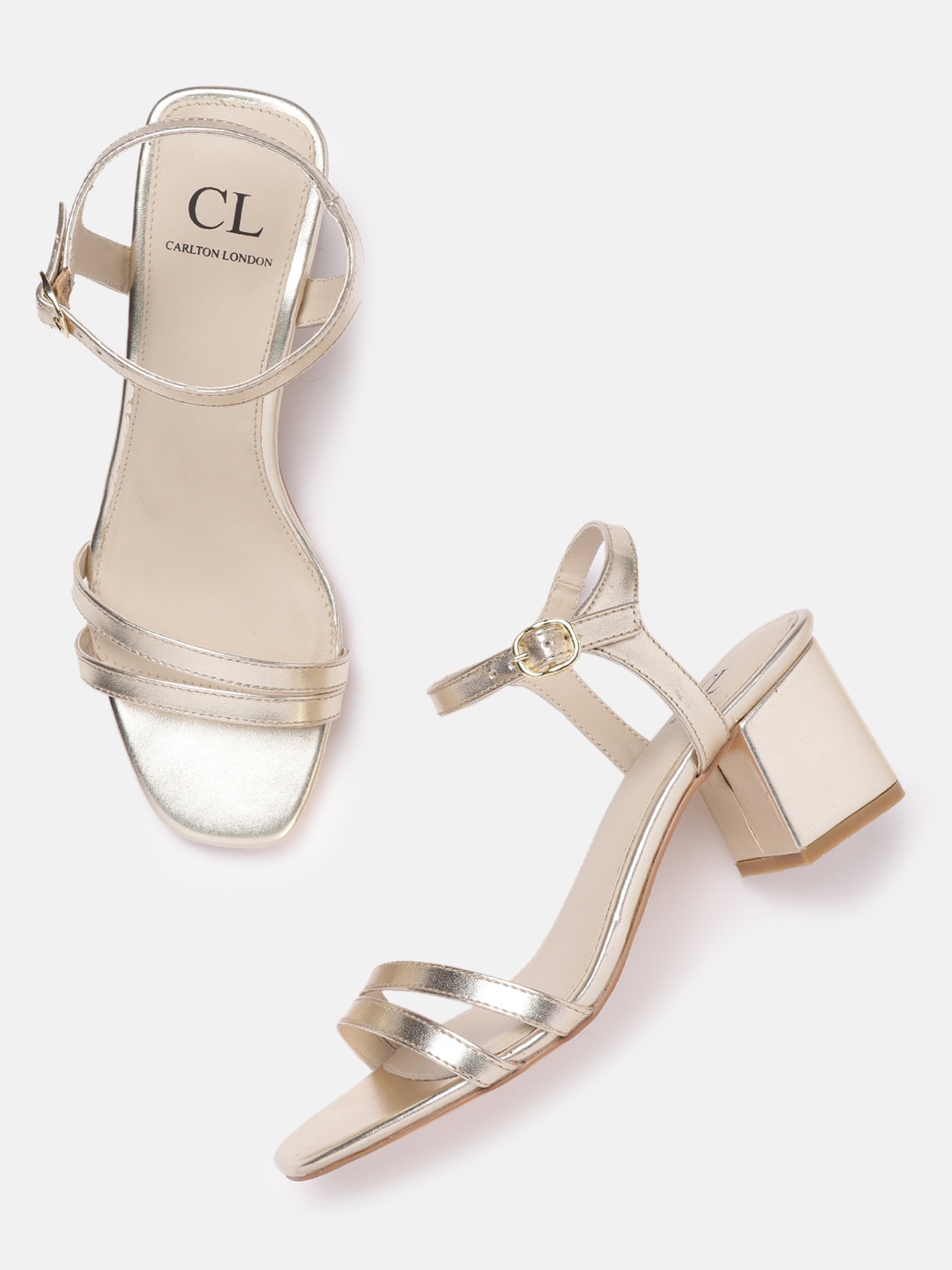 

Carlton London Women Gold-Toned Solid Block Heels