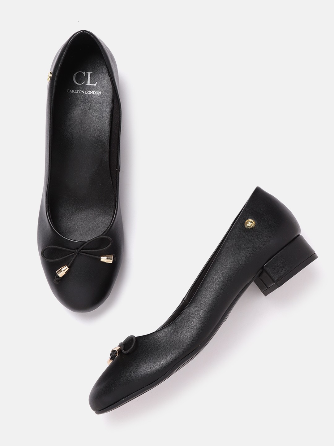

Carlton London Women Black Solid Ballerinas with Bow Detail
