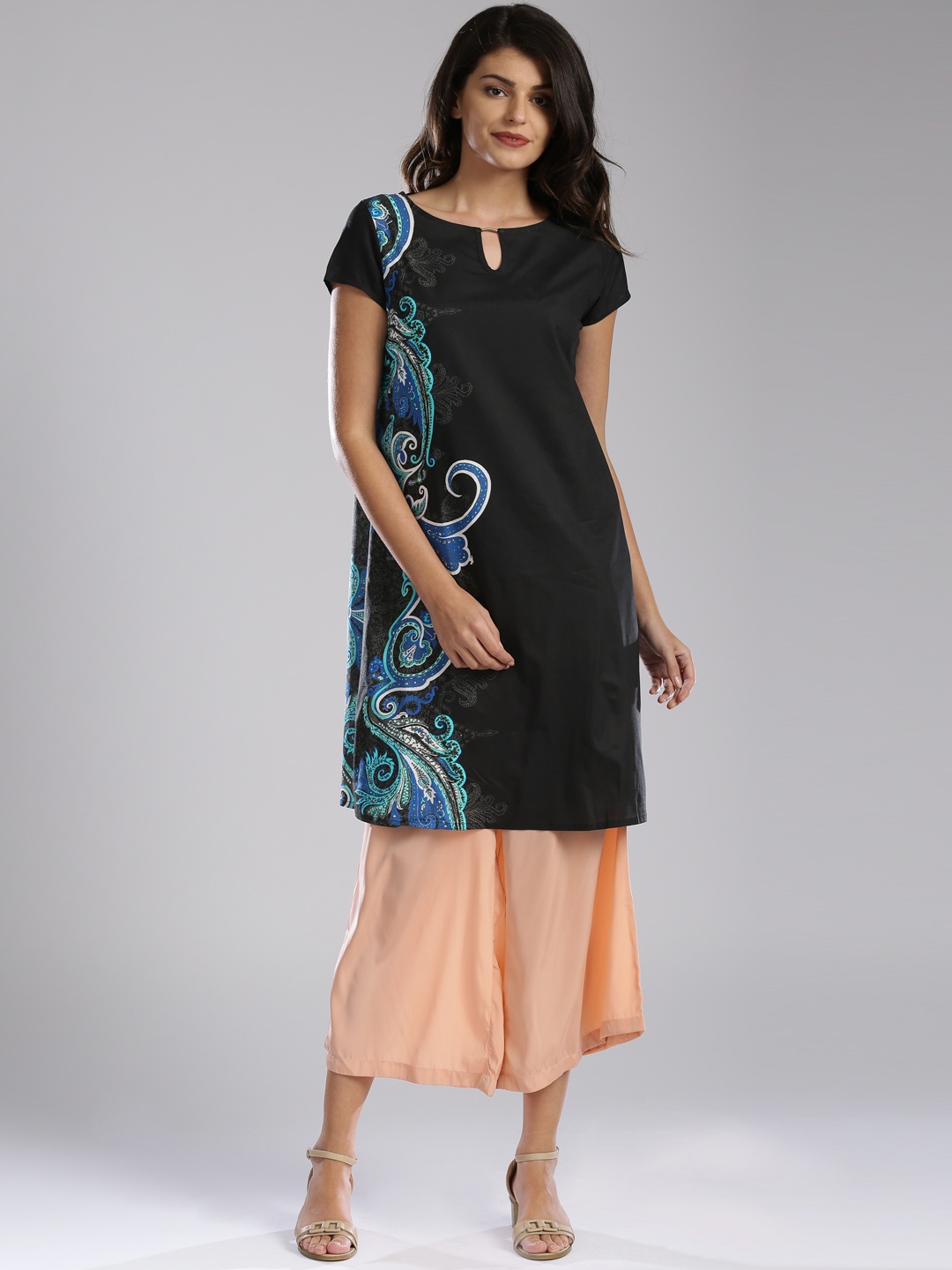 

W Black Maternity Kurta with Printed Detail