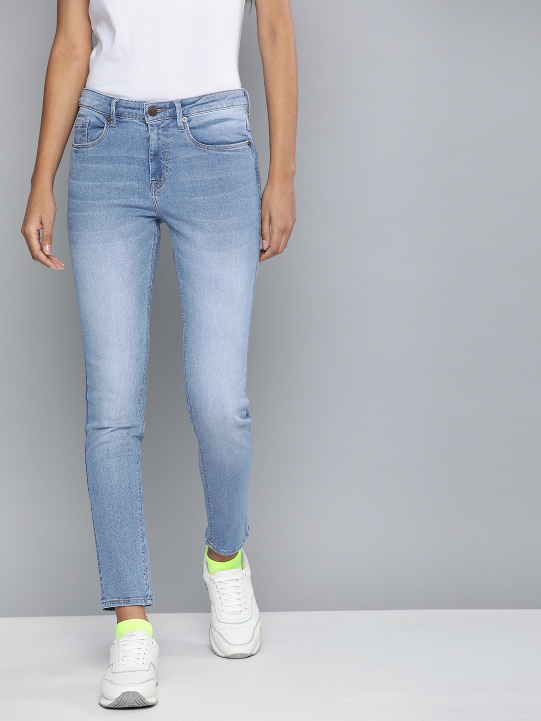 

HERE&NOW Women Blue Skinny Fit High-Rise Clean Look Stretchable Jeans