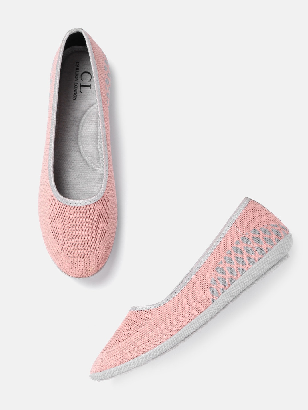 

Carlton London sports Women Peach-Coloured & Grey Woven Design Ballerinas