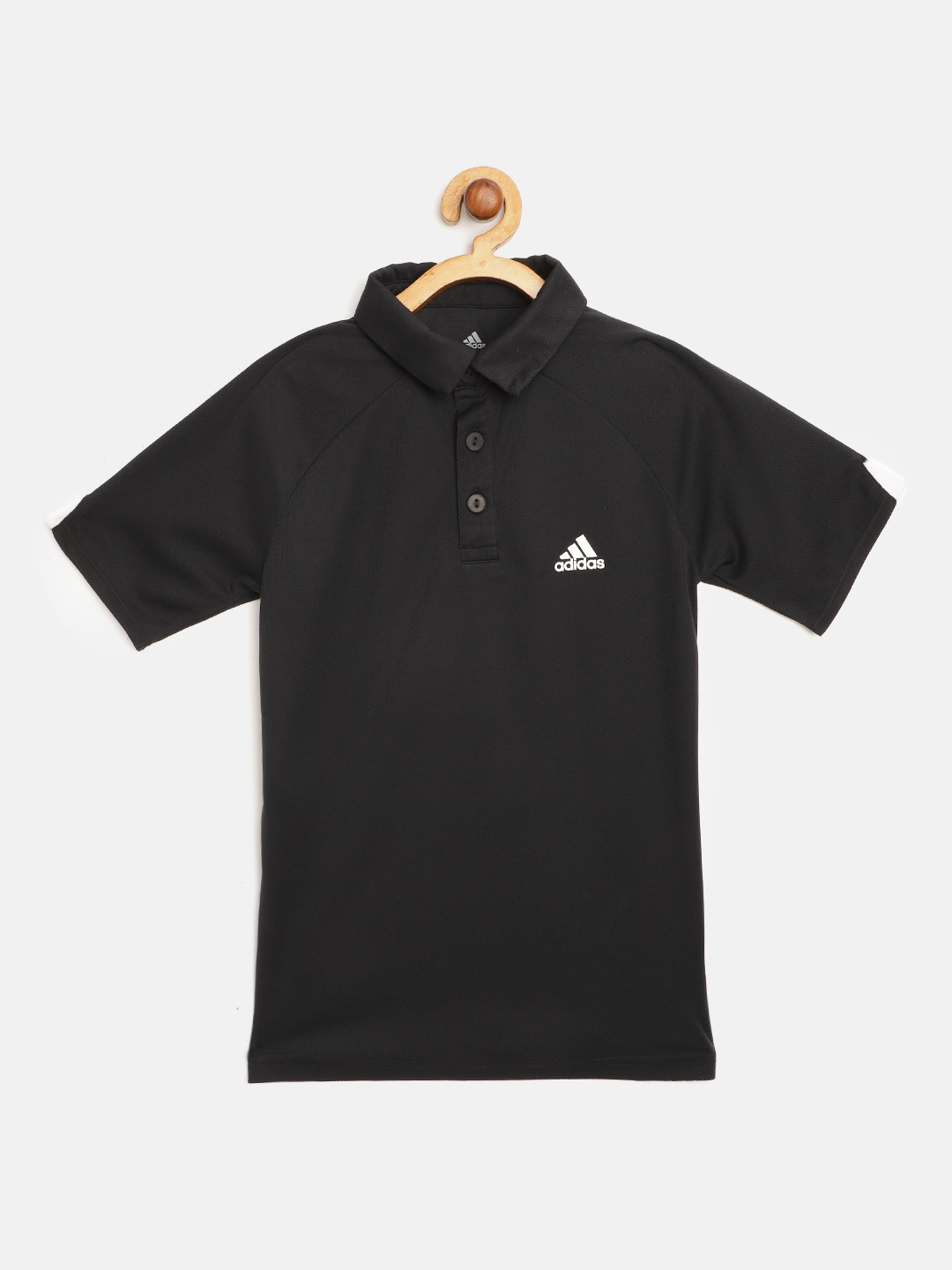 

ADIDAS Boys Black Self Design Primegreen Club Polo Tennis T-shirt