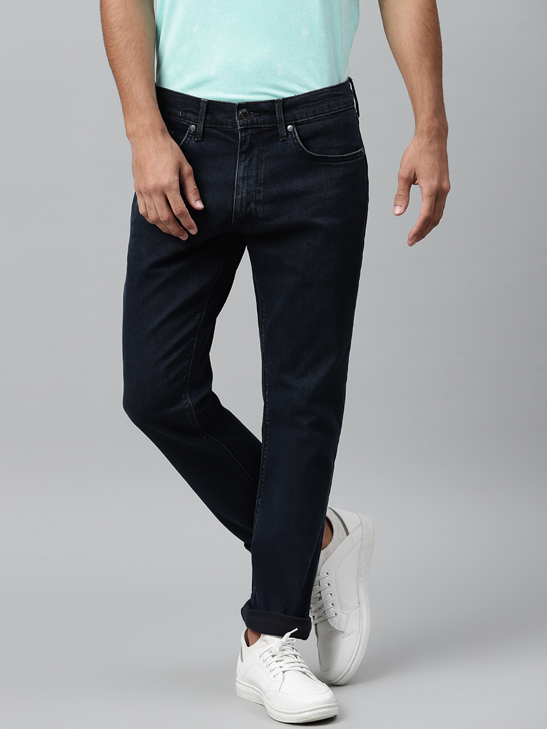 

Marks & Spencer Men Navy Blue Slim Fit Mid-Rise Clean Look Stretchable Jeans