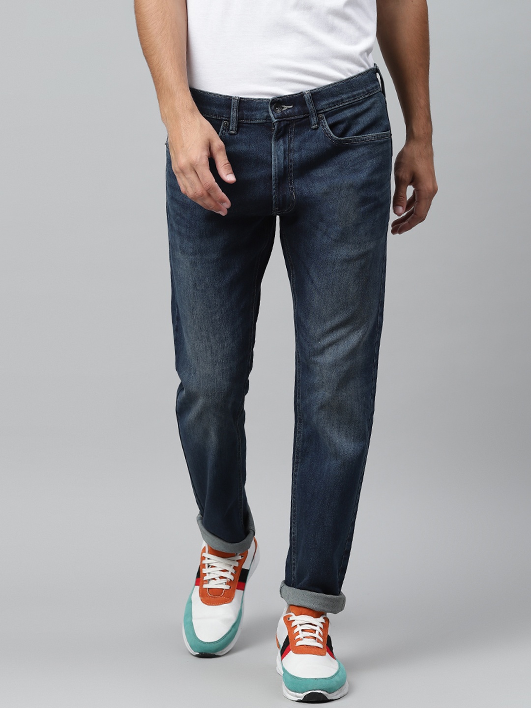 

Marks & Spencer Men Navy Blue Slim Fit Mid-Rise Clean Look Stretchable Jeans