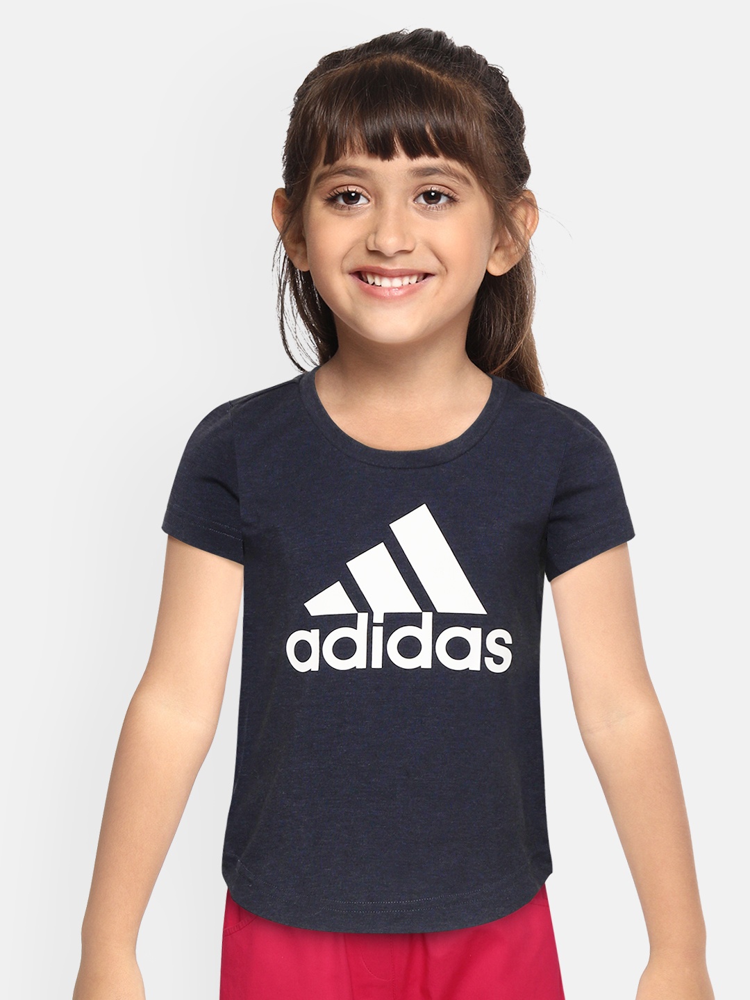 

ADIDAS Girls Navy Blue & White G A.R. Brand Logo Print Primegreen Training Sustainable T-shirt