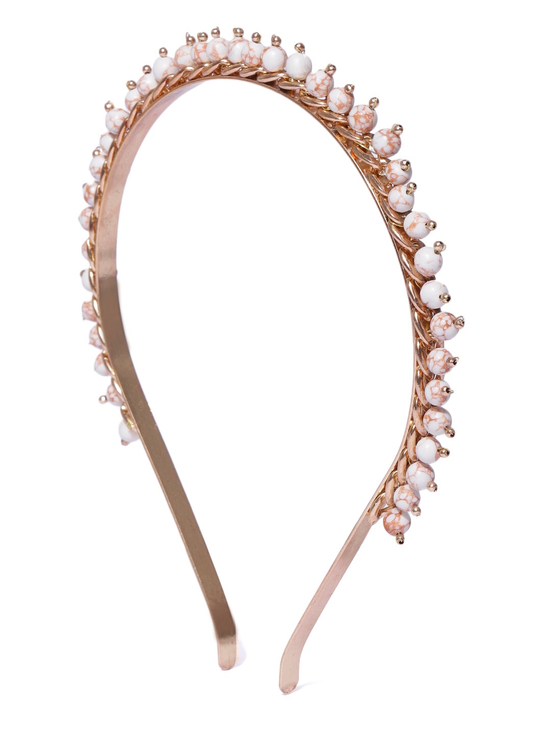 

Blueberry Off-White Gold-Plated Beaded Hairband