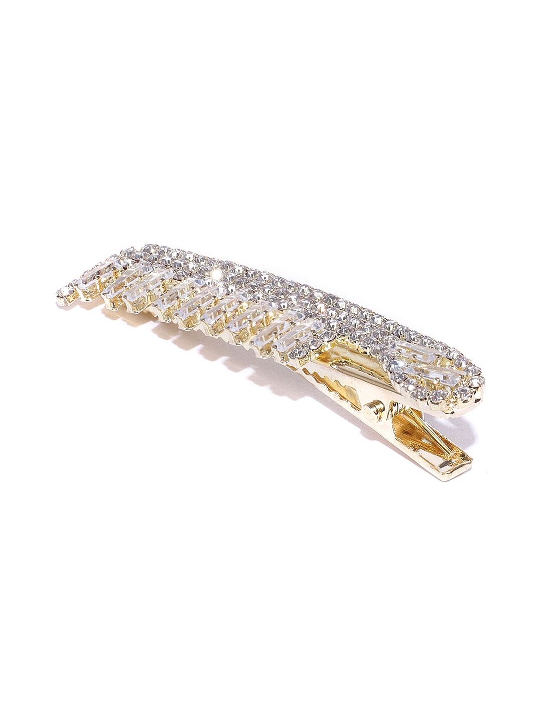 

Blueberry Gold-Toned Stone Studded Comb-Shaped Alligator Hair Clip