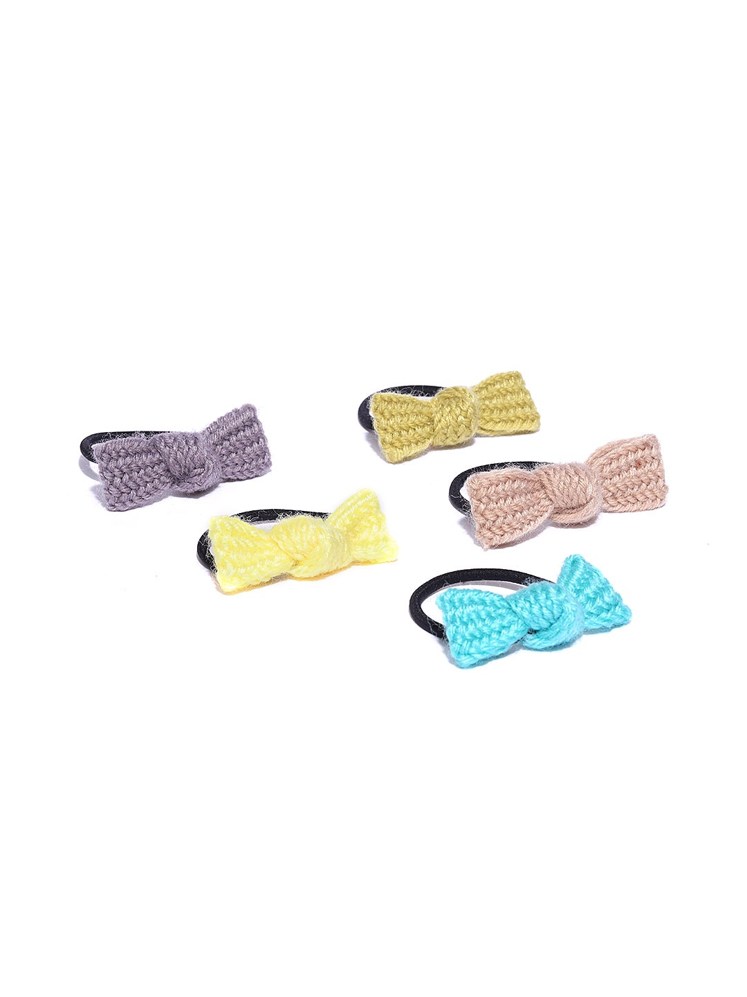 

Blueberry Women Set of 5 Knitted Bow-Shaped Ponytail Holders, Yellow