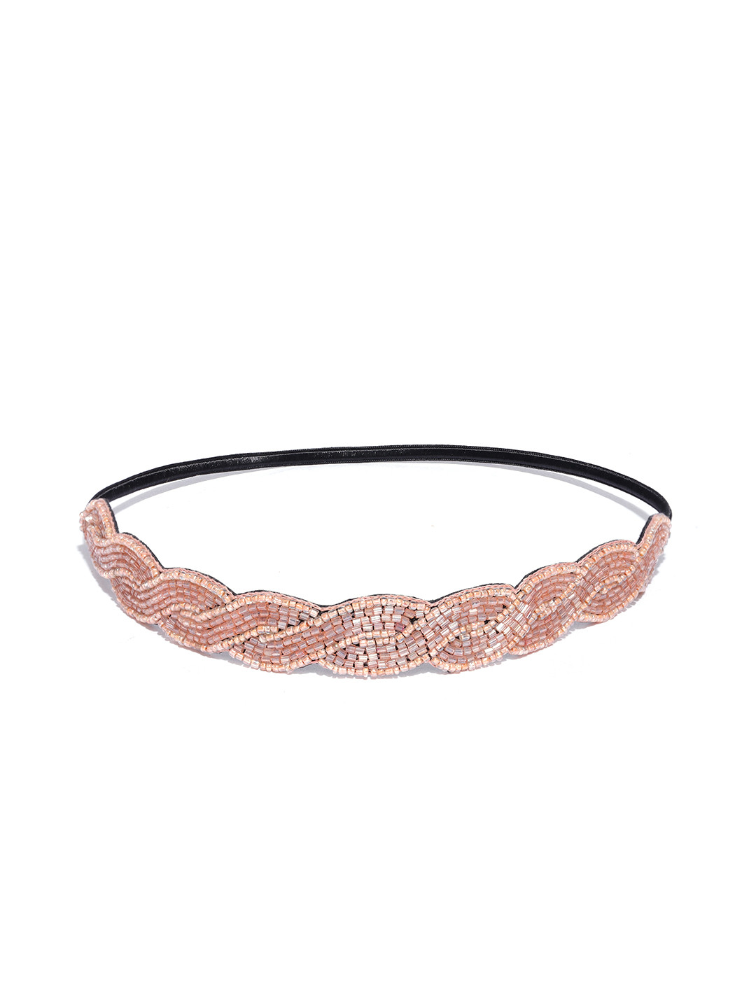 

Blueberry Peach-Coloured Glass Beaded Elasticated Hairband