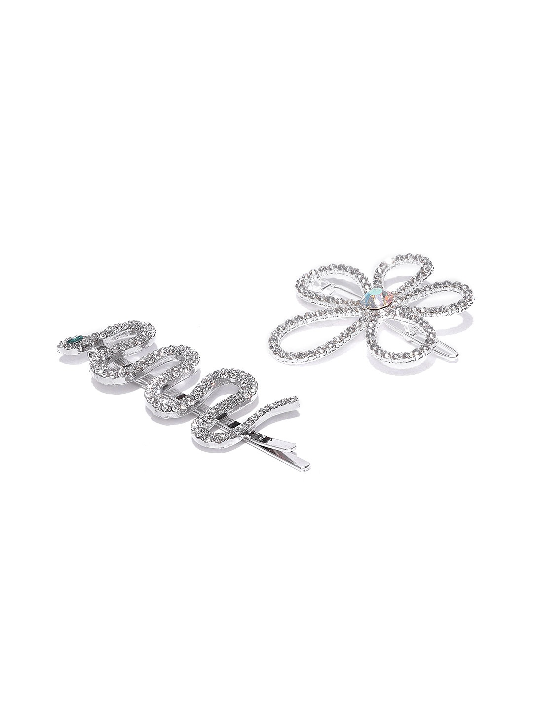 

Blueberry Women Set of 2 Silver-Toned Embellished Hair Accessories