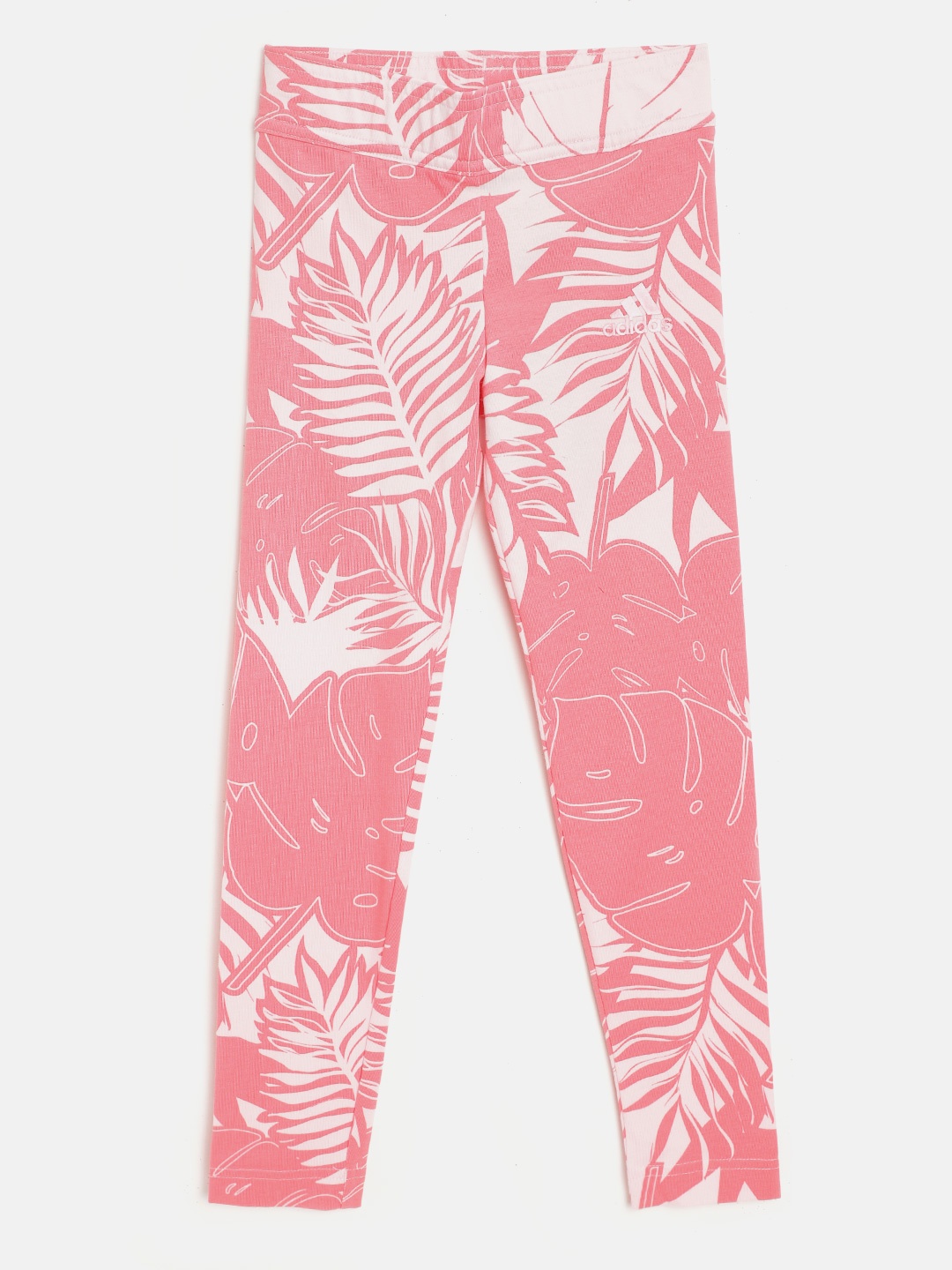 

ADIDAS Girls Peach-Coloured Future Icons AOP Tropical Print Training Sustainable Tights
