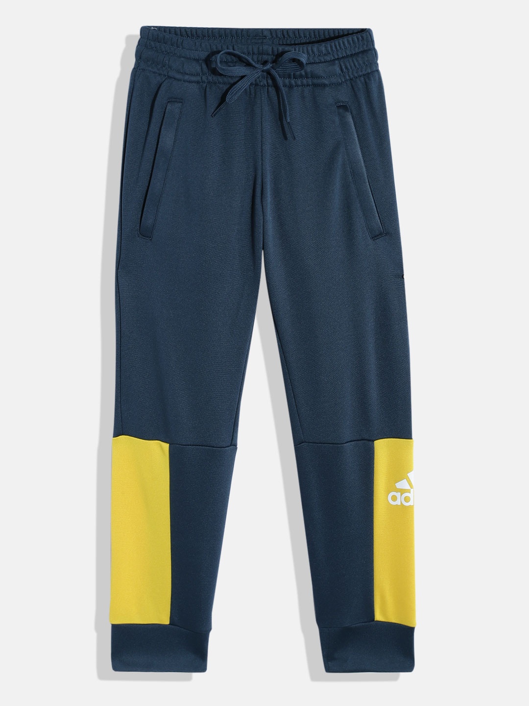 

ADIDAS Boys Navy Blue & Yellow Colourblocked Joggers
