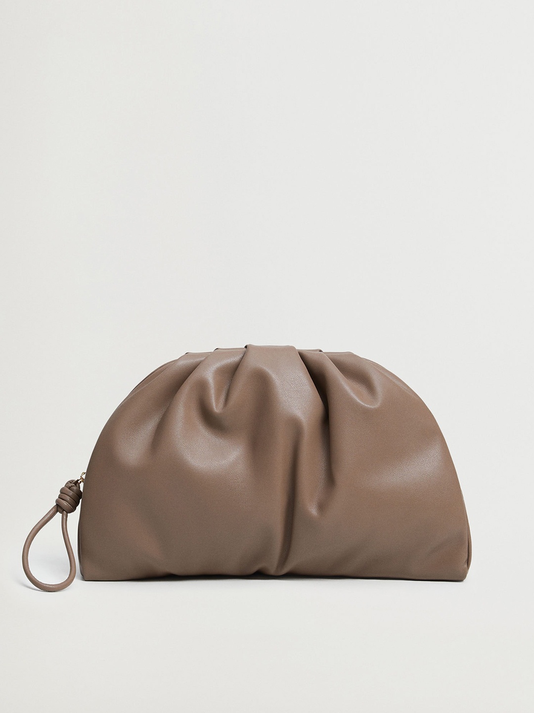 

MANGO Taupe Solid Ruched Oversized Purse