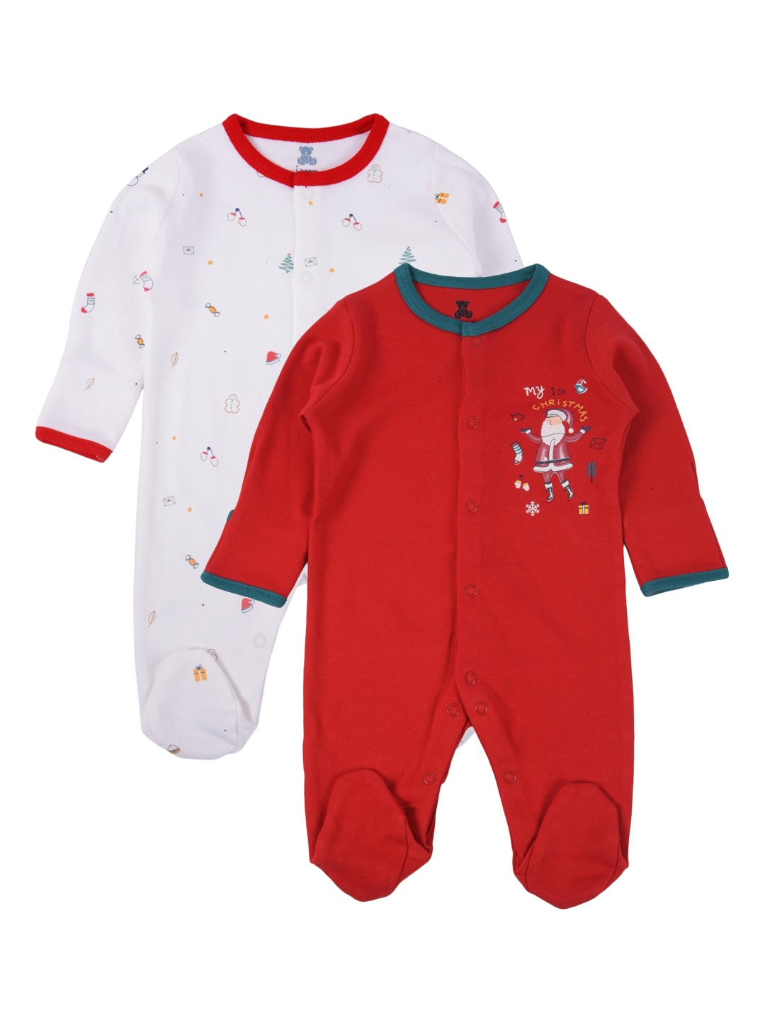 

i bears Infant Kids Pack Of 2 Printed Sleepsuits, Red