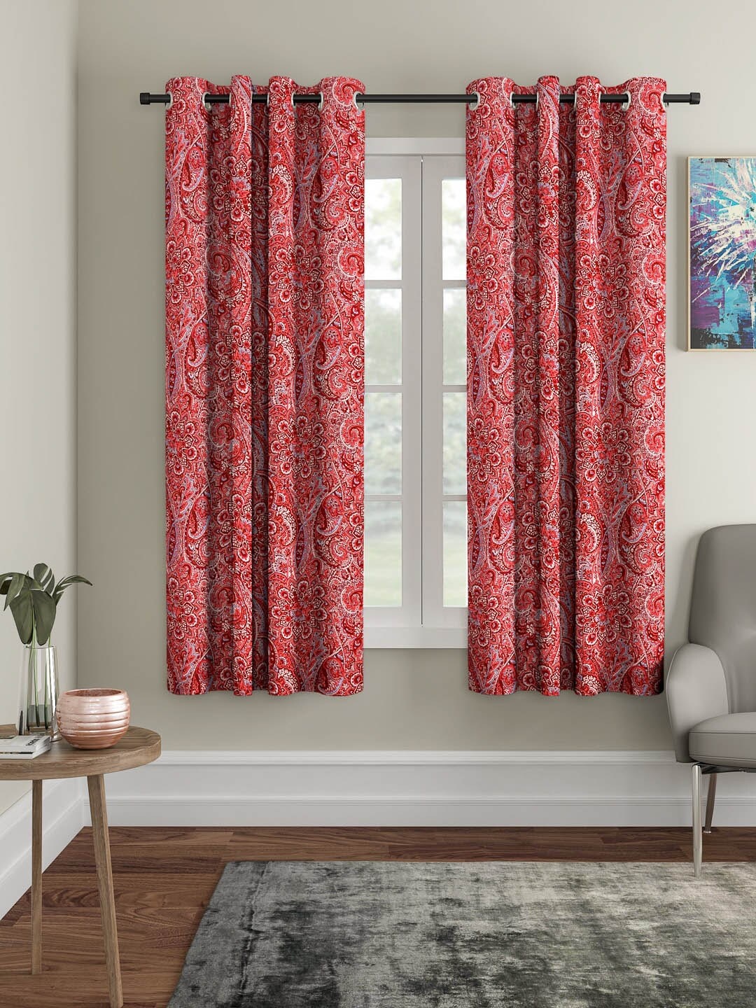 

Cortina Red & Pink Set of 2 Digital Printed Window Curtains