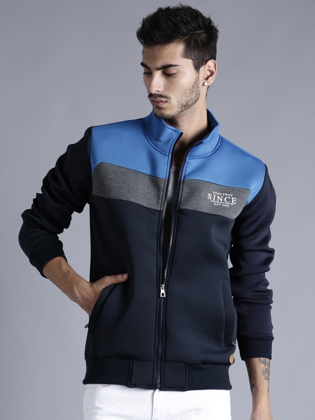 

Kook N Keech Navy Colourblocked Sweatshirt, Navy blue