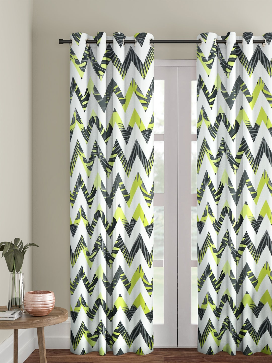 

Cortina White & Green Single Digital Printed Door Curtain