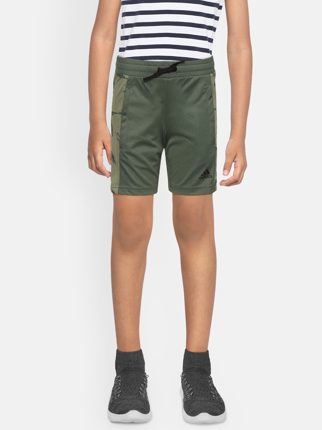 

ADIDAS Boys Green Camouflage Print Regular Fit Sports Sustainable Shorts