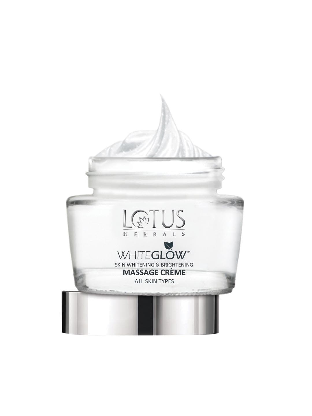 

Lotus Herbals Sustainable Whiteglow Skin Whitening Brightening Massage Creme 60g, White